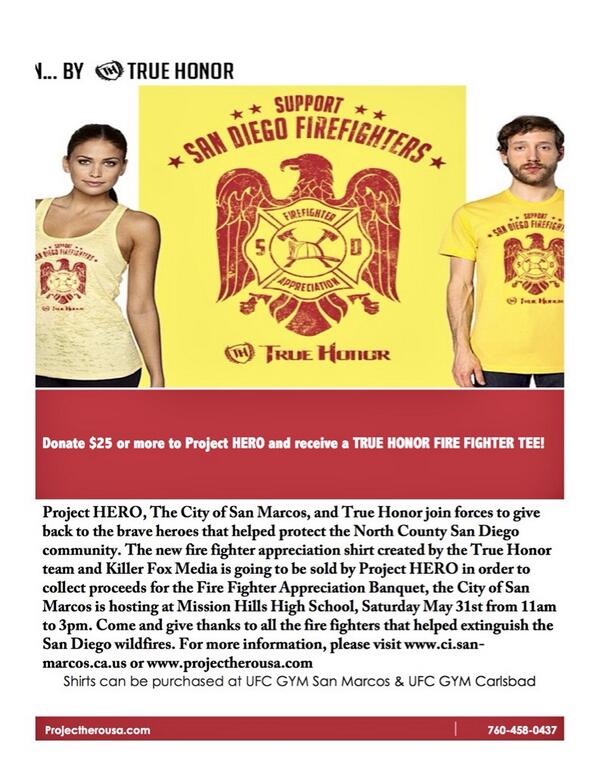 Projectherousa's tweet image. Shirts are coming in TOMORROW! Donate $25 towards San Diego Fire Fighters. Show support projectherousa.com
