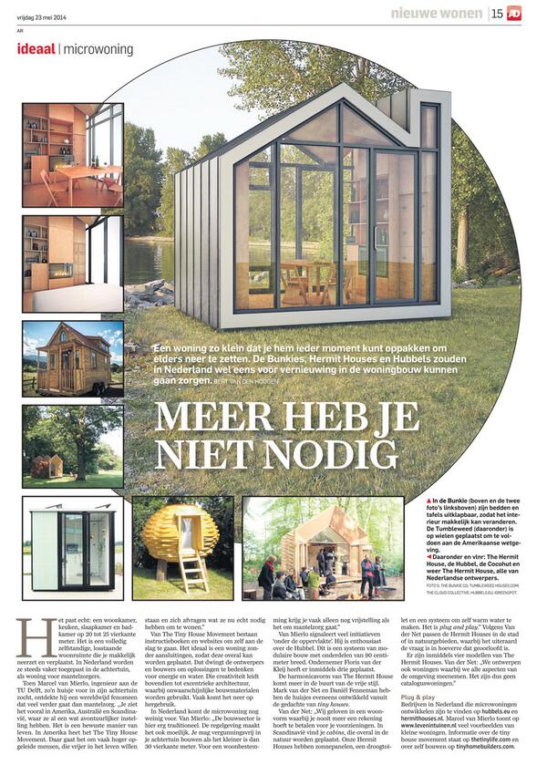HermitHouses's tweet photo. "Wij geloven in een woonvorm waarbij je nooit meer een rekening hoeft te betalen voor je voorzieningen" in @ADkrant http://t.co/FAD7W3R1XQ
