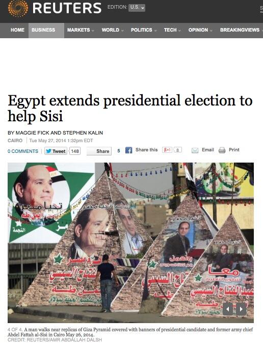 شبكة رويترز فضحتنا … ده بسبب الحكومة واللجنة والاعلام الموجه  البسوا بقى
reuters.com/article/2014/0…
#السيسي #الانتخابات