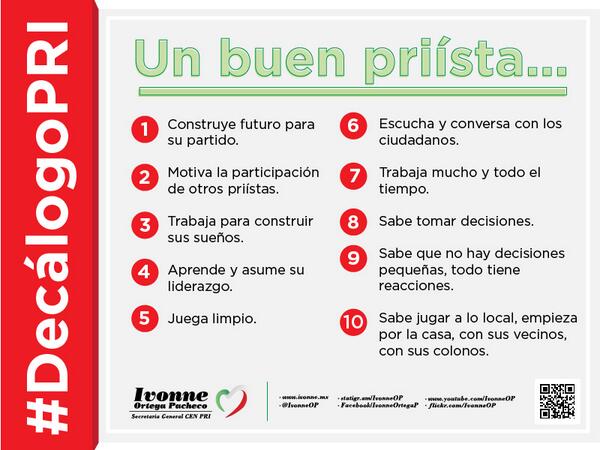 IvonneOP's tweet photo. Les comparto el #Decálogodeunbuenpriísta. ¿Quién lo comparte? #PRI http://t.co/Pgpd9GZVAv