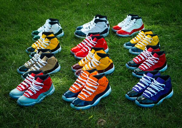 SneakerNews's tweet photo. Air Jordan 11 "Big Ten" colorways from @DeJesusCustoms http://t.co/GdQWdLjqCO http://t.co/ZQ7M9xoEPp