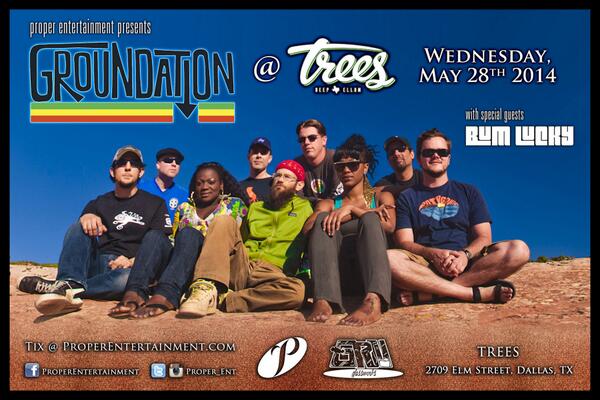 Proper_Ent's tweet image. TOMORROW! @Groundation707 &amp;amp; @BumLuckySound bringing Roots Reggae Music to @treesdallas!! Tix @ treesdallas.com/event/groundat…
