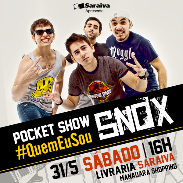 bandasnox's tweet photo. Já é esse sábado! Dia 31 de Maio tem Snox na Saraiva às 16h em ponto! Entrada gratuita!!! Esperamos vcs! =) http://t.co/LWlTvbj2qU