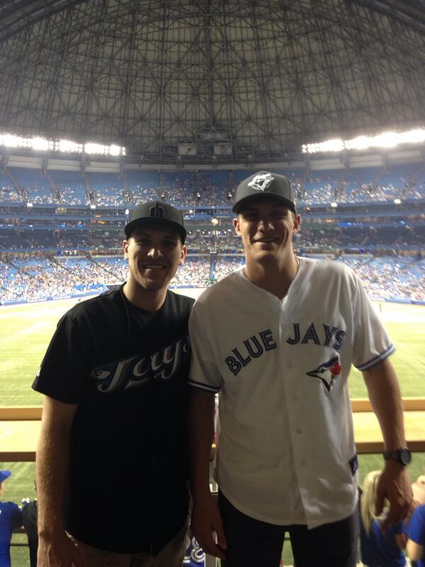clancykyle22's tweet photo. “@ksorrie_11: Little bro @BrockSorensen33 and I at the jays game http://t.co/kj5YfYMf1Z”little brother?  #Alien #goodfamilygenes