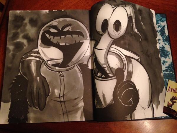 retrogamer's tweet photo. Vol 2 of @TenNapel sketches just arrived. A gloriously hefty tome! Check out the great back page! ;) #earthwormjim http://t.co/ppFYwU9sHy