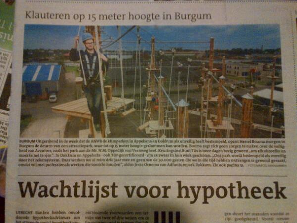 Vandaag op voorpagina <a href="/lc_nl/">Leeuwarder Courant</a>: "Klauteren op 15 meter hoogte in Burgum".