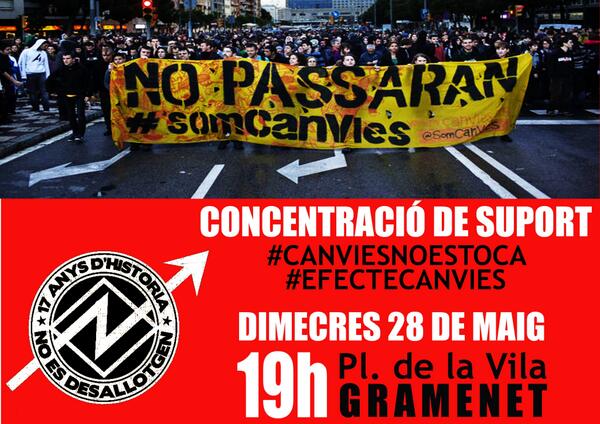 #EfecteCanVies #CanViesnoestoca Avui 28 maig a les 19h a Pl Vila #Santacoloma #Gramenet Solidaritat amb <a href="/SomCanVies/">@canvies@elbarri.online CSA Can Vies</a>