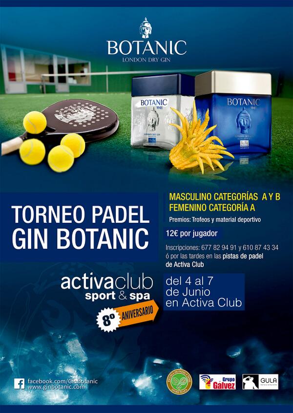 bodegaswilliams's tweet photo. Torneo de #Pádel #GinBotanic del 4 al 7 de junio en Activa Club http://t.co/HU1a3kmik2