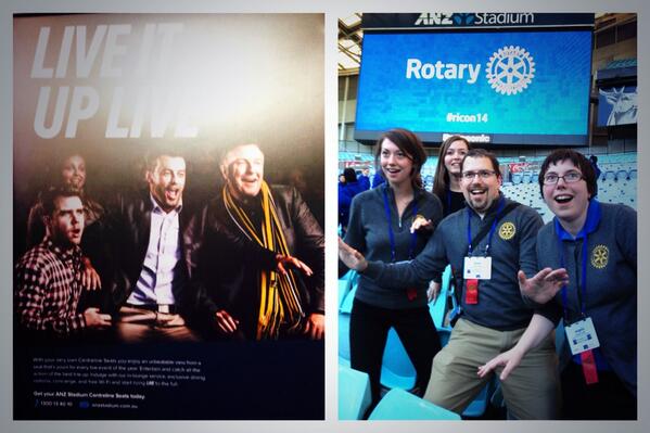 EllKushnir_RI's tweet photo. RI staff having a blast at #iryla14 in the ANZ Stadium @rotary @rotaract @ANZ_AU #ricon14 http://t.co/lyjN5HvAFm