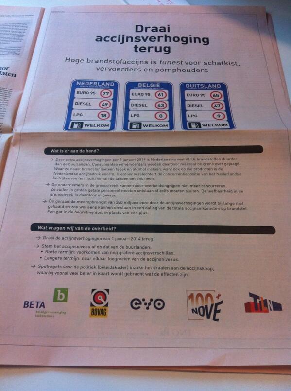 jornwlucas's tweet image. Protestadvertentie in het #FD tegen accijnsverhoging @BOVAG @EVO_nieuws @BETAtankstations #TLN @brandstofhandel