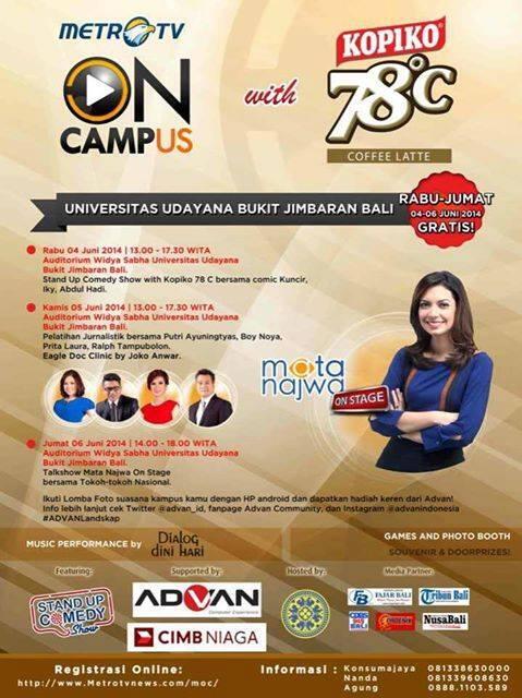 persakademika's tweet photo. Civitas Akademika Udayana jangan lewatkan metro tv on campus juni nanti ya http://t.co/XnHSNKLWtm