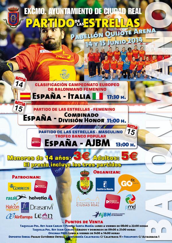 CR_Deporte's tweet photo. Cartel del Partido de las Estrellas de Balonmano. 14-15 Junio, Quijote Arena http://t.co/Y5DBMrYbsE