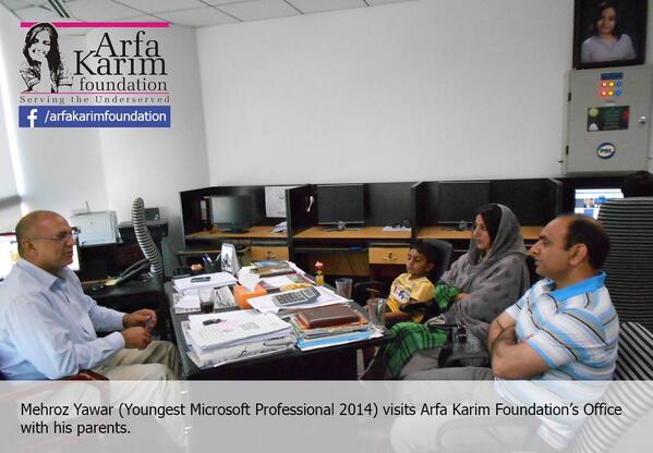 ArfaKarimFdn's tweet photo. Arfa Karim Foundation announces Excellence award for Mehroz Yawar. #Pakistan http://t.co/qNiqLegeZQ