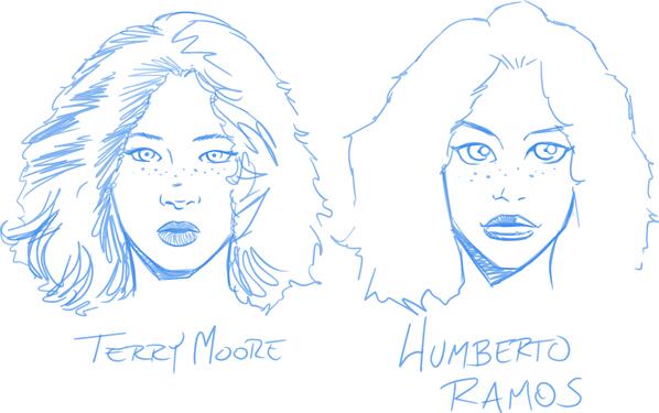 Playing in other artists' styles. My renditions of Zoey, drawing like @TerryMooreArt and <a href="/humberto_ramos/">humberto ramos</a>.