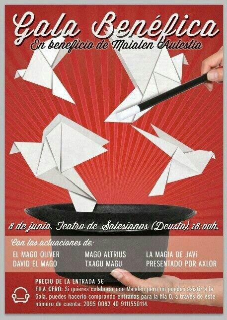 CJOldarra89's tweet photo. Gala Benéfica en el Teatro Salesianos Deusto a las 18:00. El precio de la entrada son 5 €. Habrá actuación de Magia. http://t.co/PgEphUgXm0