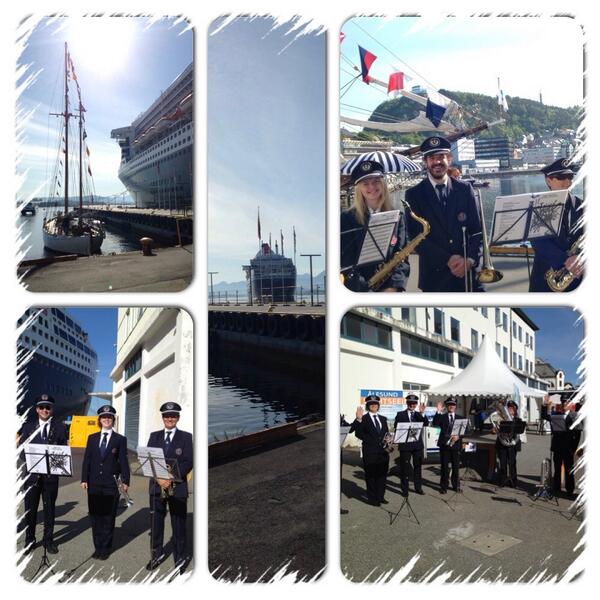 MusBRAGE's tweet photo. Vi har spilt på kaia i dag. #annarogde #grunnlovsseilas #queenmary2 #allesnakkerkorps #sol flere bilder på Facebook http://t.co/kCxDofnD8R