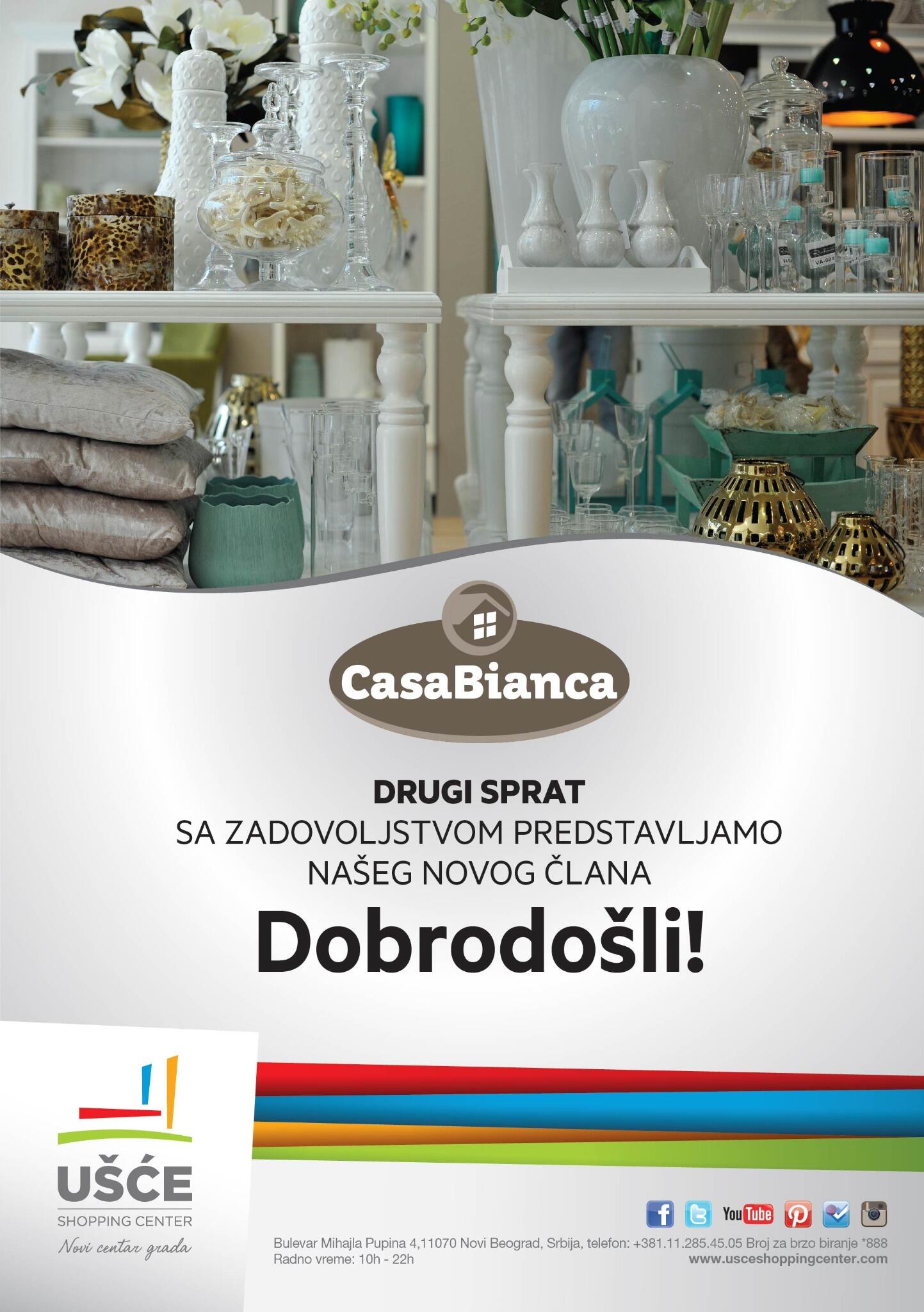 UŠĆE Shopping Center on Twitter: "CasaBianca vam nudi nameštaj, posuđe,  posteljinu, slike, ogledala i rasvetu poznatih evropskih brendova,  dobrodošli! http://t.co/ZJzxnWXqEQ" / Twitter