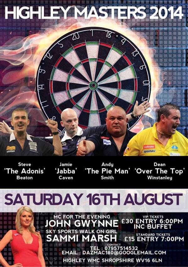 dazzer76's tweet photo. #darts fans don't miss this with @Stevebeaton180 @thepieman180 @overthetop180 @jabba180 @sammimarsh1 @OnlyJohnGwynne http://t.co/DlZuS3ZA7y