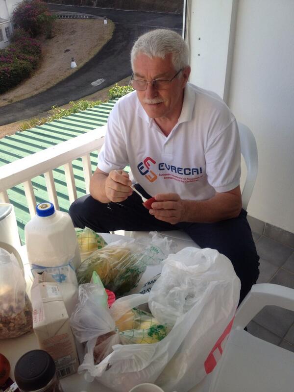 MatteoVischi's tweet photo. Breakfast at EVRECA! @EvrecaProject Giuseppe is getting "green" energy for another day of trainings http://t.co/x9hM401fmz