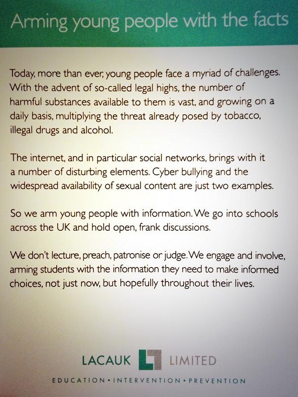 What we do: 'Arming Young People With The Facts' - LACAUK Schools Programme Leaflet
