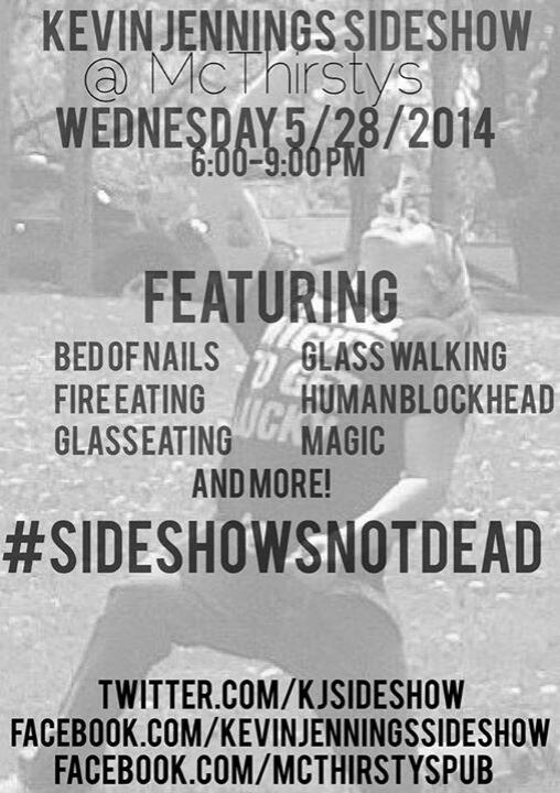 KJsideshow's tweet image. Tonight! 2nd drink $1 between 7-8, in honor of the official McThirstys commercial shoot with JTV. #sideshowsnotdead