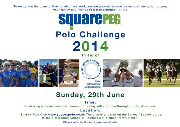_Square_Peg's tweet photo. @_Square_Peg Polo Invite 2014. A fun day out for all the family and friends, supporting St Catherine's hospice. http://t.co/Fy9RFxkz9p