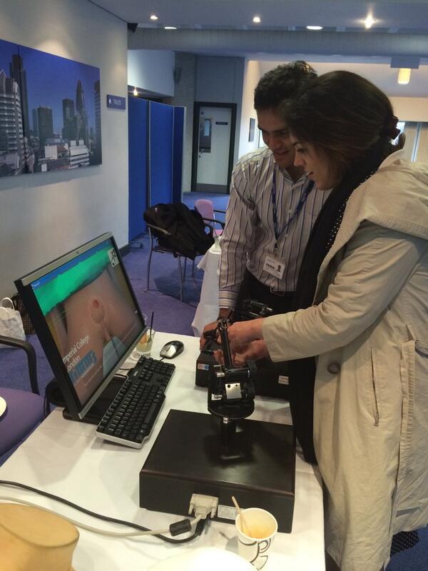 GynaeGeek's tweet image. Mara Kyrgiou having fun at the #haptics exhibition #IFCPC2014