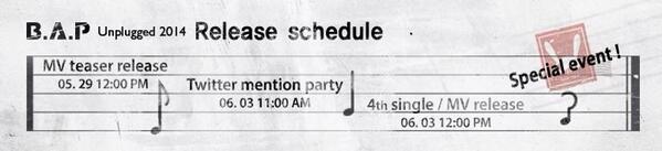 TSUforums's tweet photo. “@TS_Enter: [B.A.P 4th Single <Unplugged 2014> Release schedule] #BAP #BAP_whereareyou http://t.co/XQTiHUTSdq” http://t.co/SDADlpQ5ui