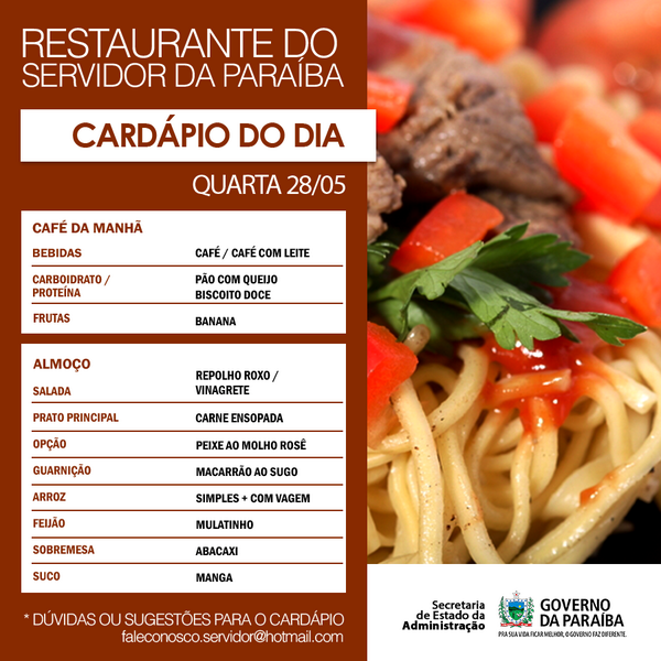 seadgovpb's tweet photo. Restaurante do Servidor Estadual - Cardápio do dia >>> http://t.co/6YXRqRj9py