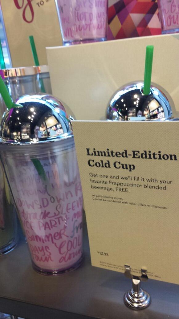 SbuxDevonshire's tweet photo. We're kind of in love with this cup. Come get a free frap when you purchase one!! #sbux #frappucino http://t.co/oiNaGaA5q7