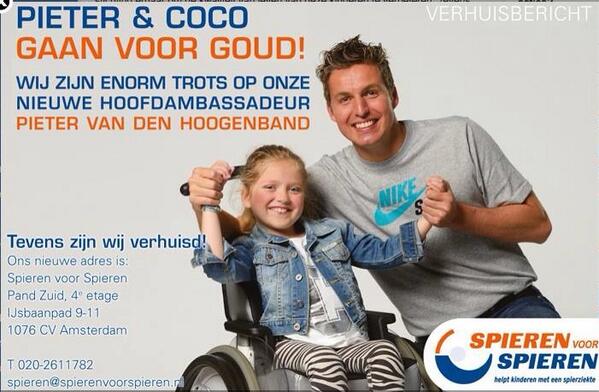 Toppertje Coco samen met de nieuwe ambassadeur <a href="/pvdhoogenband/">Pieter van den Hoogenband</a> <a href="/StichtingAD/">Ad Huiberts</a> <a href="/SpierenvSpieren/">Spieren voor Spieren</a>. Je vader zou trots zijn.
