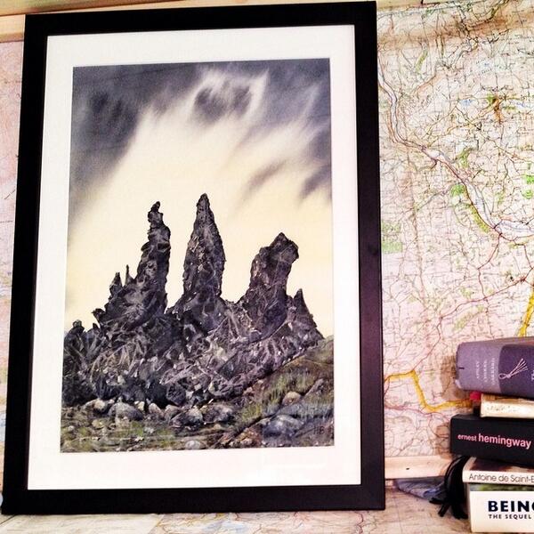 Al_Humphreys's tweet photo. A lovely addition to my shed. The Old Man of Storr by @HelenBrayshaw. Thank you! #skye #taliskeradventure http://t.co/8HoNdmGyJC