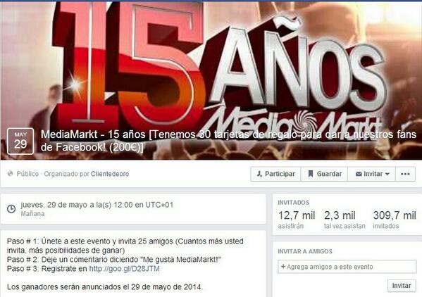 policia's tweet photo. ATENCIÓN a webs y páginas o perfiles fraudulentos. Como esta FALSA promoción en Facebook de Media Markt. #NOPIQUES http://t.co/8an5F5mVR9