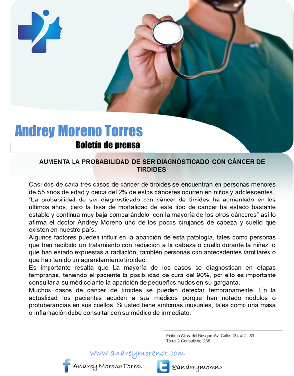 Aumenta en Colombia probabilidad de ser diagnosticado con cáncer de tiroides <a href="/BluRadioCo/">BluRadio Colombia</a>