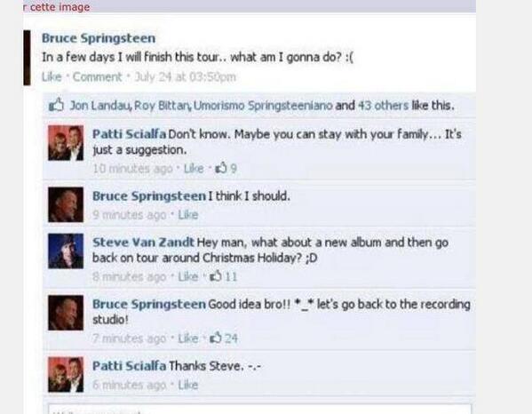 AnitaRenate's tweet photo. Bruce Springsteen. The battle between homelife and bandlife ;) http://t.co/OoCL2tmeJ2