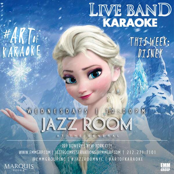 jazzroomnyc's tweet photo. Hump Day = #ArtOfKaraoke @jazzroomnyc! Live band, @MarquisVodkaUSA Cocktails &amp; Disney Theme this week! TONIGHT! http://t.co/genlxwXJwI