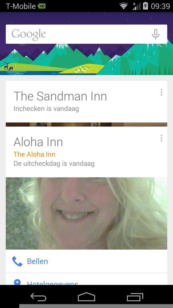 Sommige Google Now hotelcards zijn wel een beetje scary