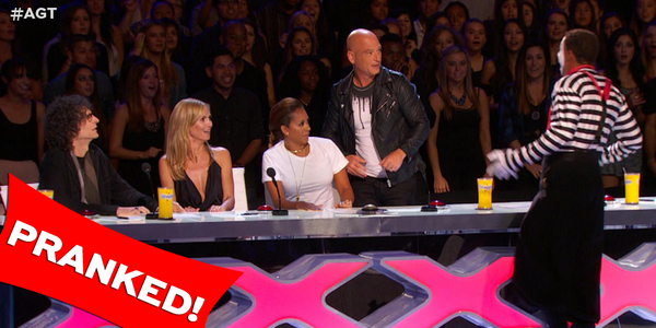 AGT's tweet photo. It’s OK, @howiemandel… it’s just @nickcannon! http://t.co/uuUWLbmdo6 #NickPrank #AGT http://t.co/vLoPEChktY