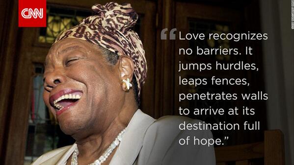 CNN's tweet photo. A great voice has fallen silent, but her words live on: http://t.co/vE5POQTQ45  #MayaAngelou http://t.co/0rGyBKYUwT
