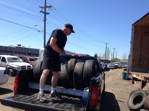 Tbauto's tweet image. Truck loads of tires for #tiretakeback