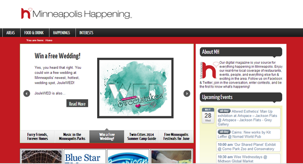 JouleWED's tweet photo. We are currently featured on @MinneapolisHapp, the Twin Cities' digital lifestyle magazine! http://t.co/qjkomaS3Xn http://t.co/NKbjG8AGhQ