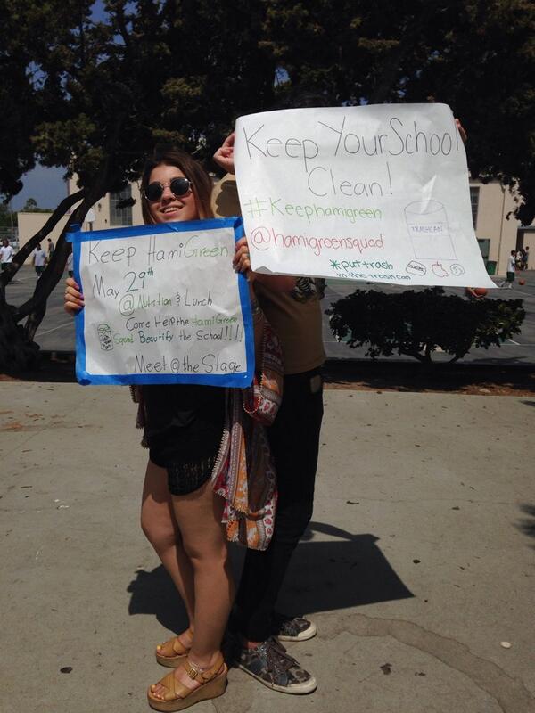HamiGreenSquad's tweet photo. Marni and Sam promoting Hami green squad's clean up day!! May 29th 2014 during nutrition and lunch at the stage! 🚮🌻♻️ http://t.co/tpyYm7FSf1