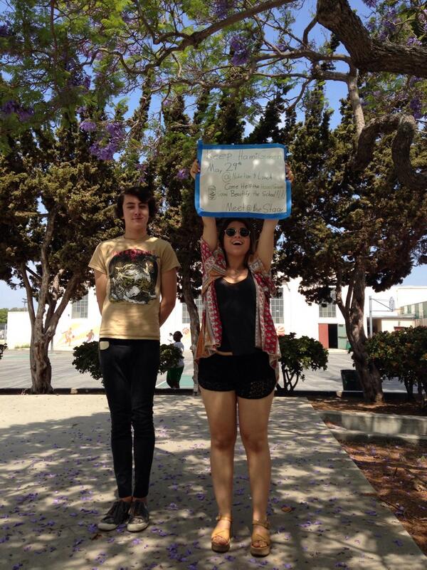 HamiGreenSquad's tweet photo. Marni and Sam promoting Hami green squad's clean up day!! May 29th 2014 during nutrition and lunch at the stage! 🚮🌻♻️ http://t.co/tpyYm7FSf1