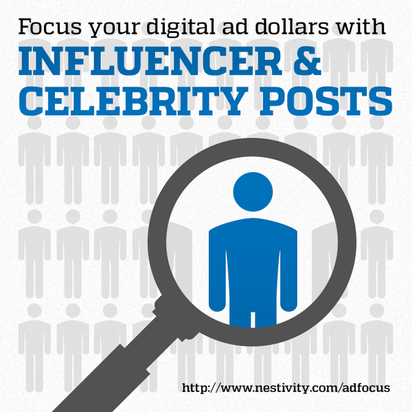 Nestivity's tweet photo. Focus Your Digital Ad Dollars with Influencer and Celebrity Posts: http://t.co/TZPBYPvYxU // http://t.co/40rV0jwJXh
