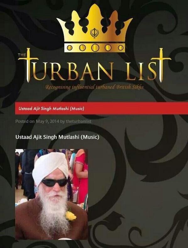 Proud to see my Tiyaji 'Ustaad Ajit Singh Mutlashi' on the <a href="/TheTurbanList/">The Turban List</a> 
#turban #family #Boomboxstudios