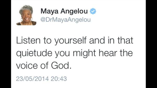 JenniSays1's tweet photo. "@peterndoro: May Dr Maya Angelou's soul rest in peace. She gave us so much in her time. Her last tweet... http://t.co/Hmu9GKm6xe"