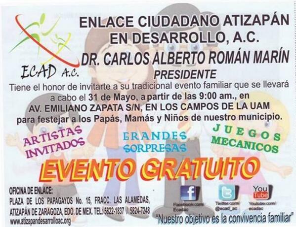 hola_atizapan's tweet photo. Enlace #Ciudadano #Atizapan invita ; a evento familiar #Gratis - http://t.co/fwUx0k6aVf http://t.co/cVRkObTl1C