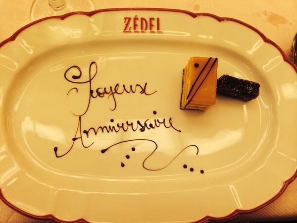 1Tuffin's tweet photo. Thank you to the kind waitress at @BrasserieZedel. Overheard it was my birthday yesterday &amp; brought me a lil surprise http://t.co/LKJ9HW9m7K