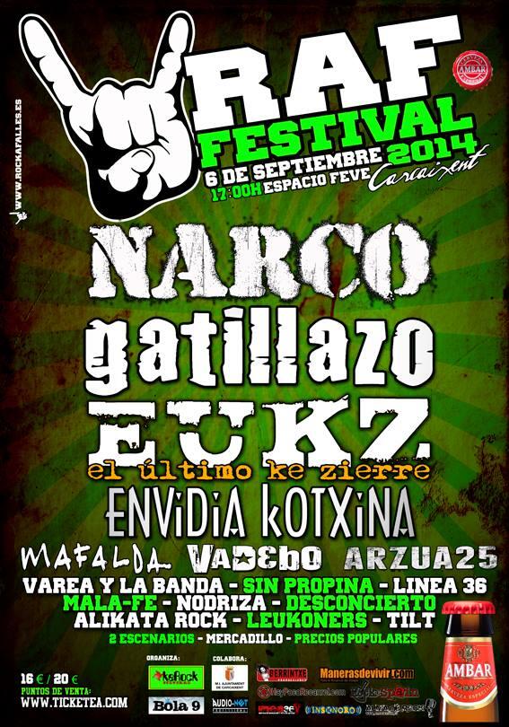 envidiak's tweet photo. nos vemos el sabado!! @festivalRAF #RockAFalles en Carcaixent @LosNarco @eukzspace @LOSGATILLAZO @Vadebogrup y +... http://t.co/6IOkjBlpw1