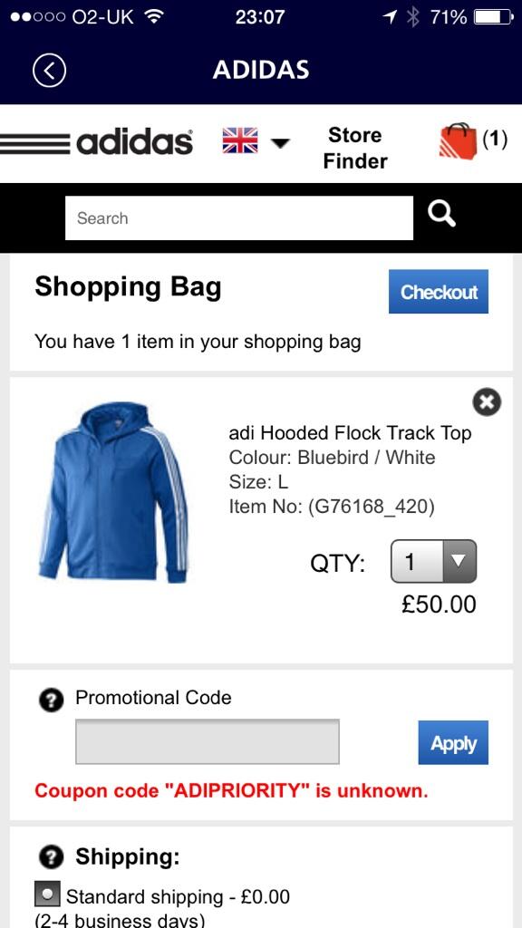 Terrier10uk's tweet image. @o2 #prioritysupport Hi There, the 'ADIPRIORITY' code is not recognised on the Adidas site. Any suggestions please?